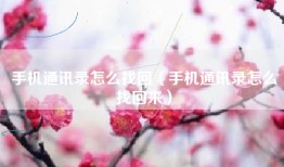 手机通讯录怎么找回（手机通讯录怎么找回来）