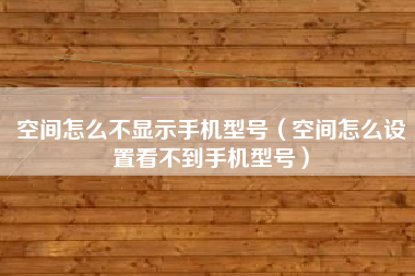 空间怎么不显示手机型号（空间怎么设置看不到手机型号）